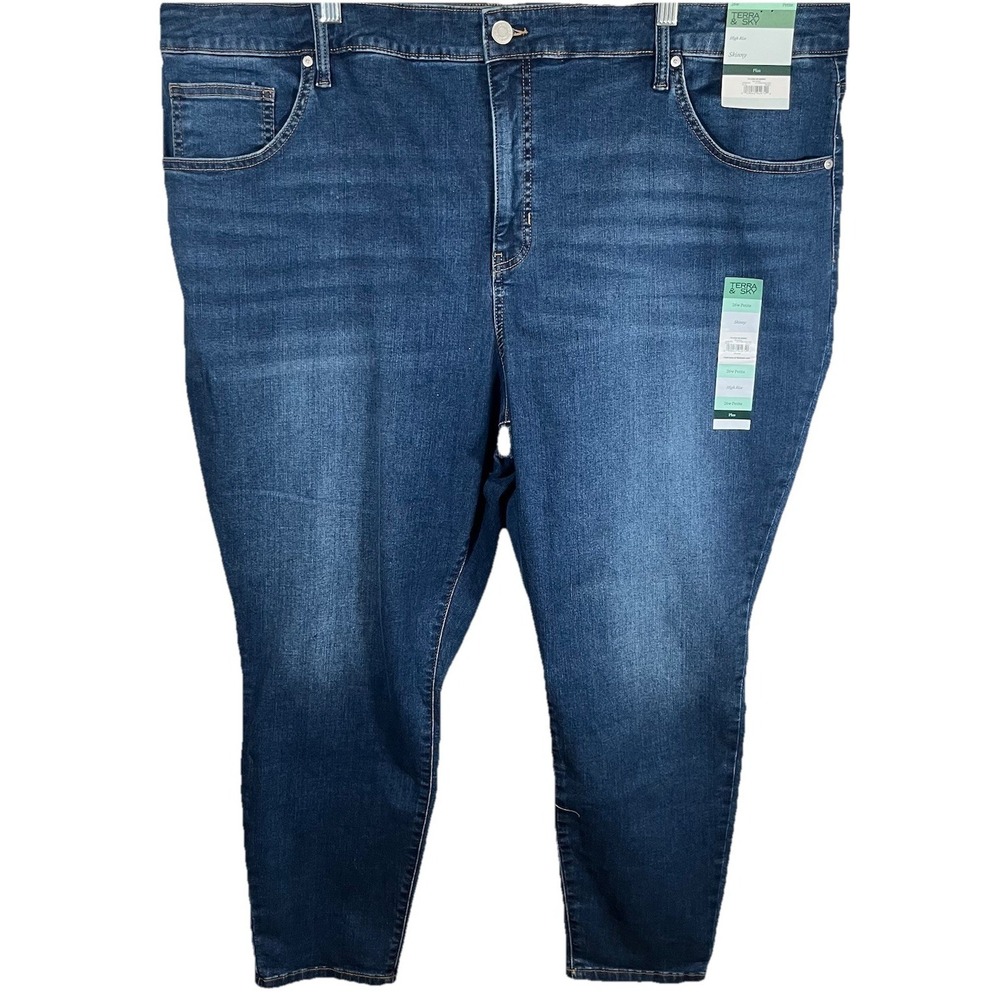 Terra Sky Jeans Women's 26W Plus Size High Rise Skinny Medium Wash Denim New